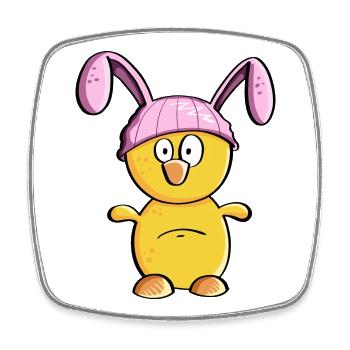 Petit poussin avec un chapeau de lapin de Pâques - Pâques - Magnet carré - blanc - Devant