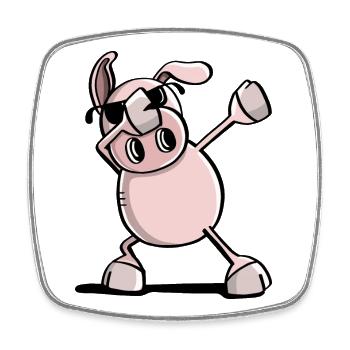 Frais Dab Danse Wutz - tamponnant porc - Tendance - Magnet carré - blanc - Devant