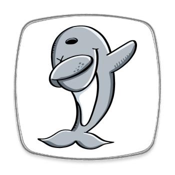 Delfin macht Dab Dance - Dabbing - Delphin - Comic - Viereckiger Kühlschrankmagnet - Weiß - Vorne