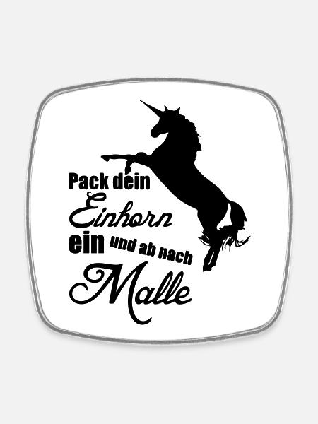 Einhorn Urlaub Mallorca Geschenk - Viereckiger Kühlschrankmagnet - Weiß