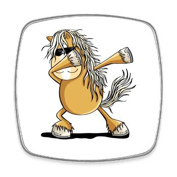Cooles Dab Dance Pferd Dabbing Pony Comic - Viereckiger Kühlschrankmagnet - Weiß - Vorne