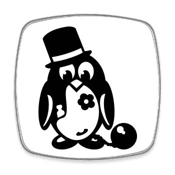 penguin bachelor - Square fridge magnet - white - Front