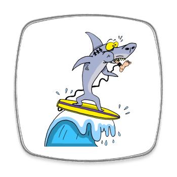 Requin surfeur - Magnet carré - blanc - Devant
