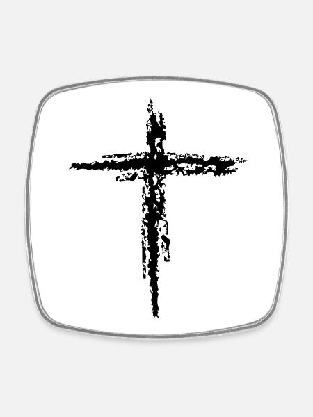 cross - Square fridge magnet - white