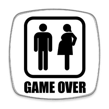 Game over - pregnant - Square fridge magnet - white - Front