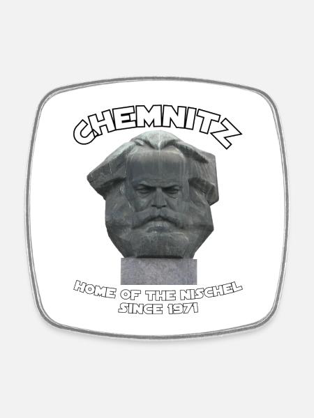 Chemnitz home of the Nischel - Viereckiger Kühlschrankmagnet - Weiß