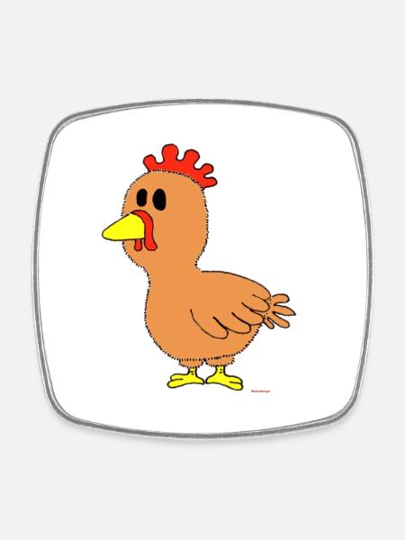 Poulet / poulet - Magnet carré - blanc