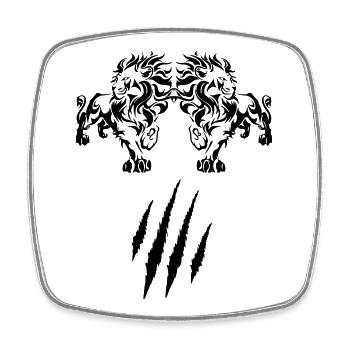 Lion - Magnet carré - blanc - Devant