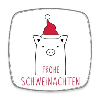Frohe Weihnachten I Schweinachten Schwein Sau - Viereckiger Kühlschrankmagnet - Weiß - Vorne