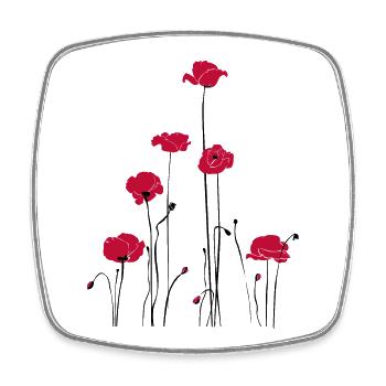 Abstrakte Florale Linienkunst. Mohn - Viereckiger Kühlschrankmagnet - Weiß - Vorne