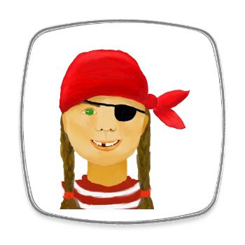 Pirate girl with no teeth - Square fridge magnet - white - Front
