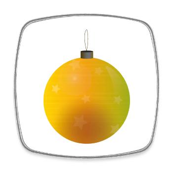 gelbliche Weihnachtskugel mit Sternen - Viereckiger Kühlschrankmagnet - Weiß - Vorne