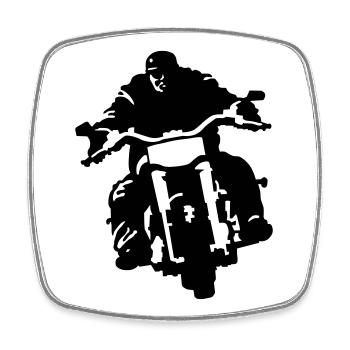 Biker - Viereckiger Kühlschrankmagnet - Weiß - Vorne