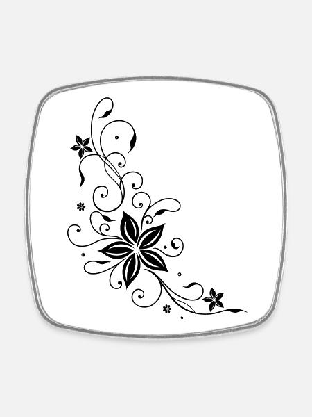 Floral Tribal and Tattoo ornament. - Square fridge magnet - white