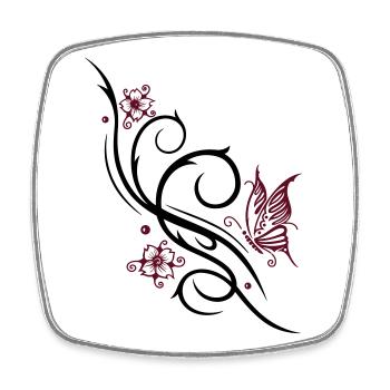 Cherry blossoms with butterfly - Square fridge magnet - white - Front