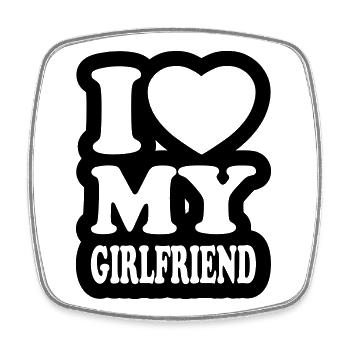 I love my girlfriend - J'aime mon amie - Magnet carré - blanc - Devant