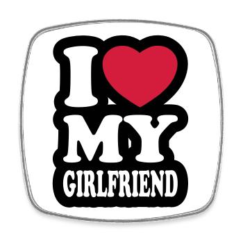I love my girlfriend - J'aime mon amie - Magnet carré - blanc - Devant