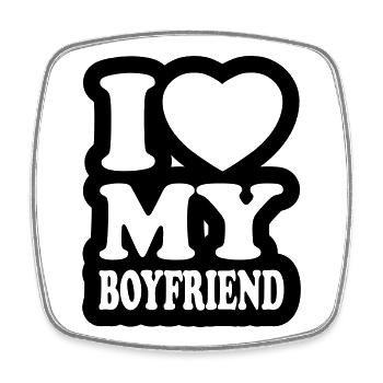 I love my boyfriend - Square fridge magnet - white - Front