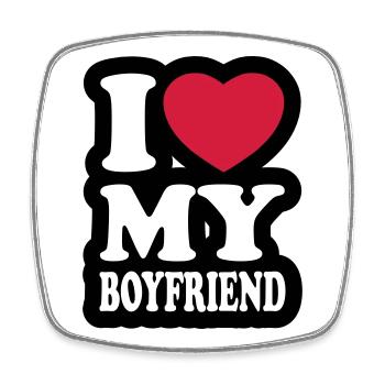 I love my boyfriend - Square fridge magnet - white - Front