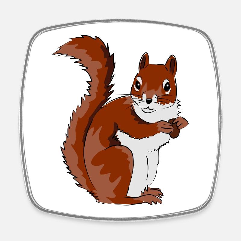 Niedliche Eichhörnchen Illustration - Viereckiger Kühlschrankmagnet - Weiß