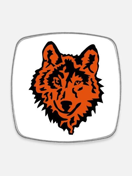 wolf - Square fridge magnet - white