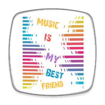 Music is my best friend - Square fridge magnet - white - Front