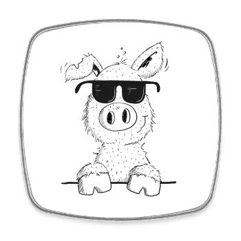Cool pig with sunglasses i piggy - Square fridge magnet - white - Front