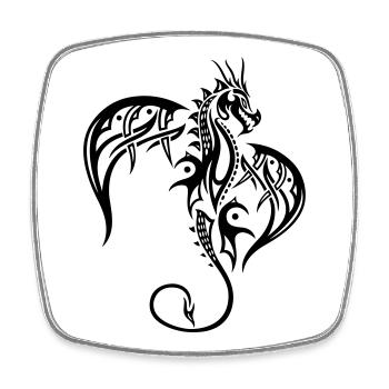 Fliegender Fantasy Drache - Viereckiger Kühlschrankmagnet - Weiß - Vorne