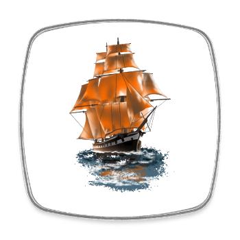 Segelschiff - Viereckiger Kühlschrankmagnet - Weiß - Vorne