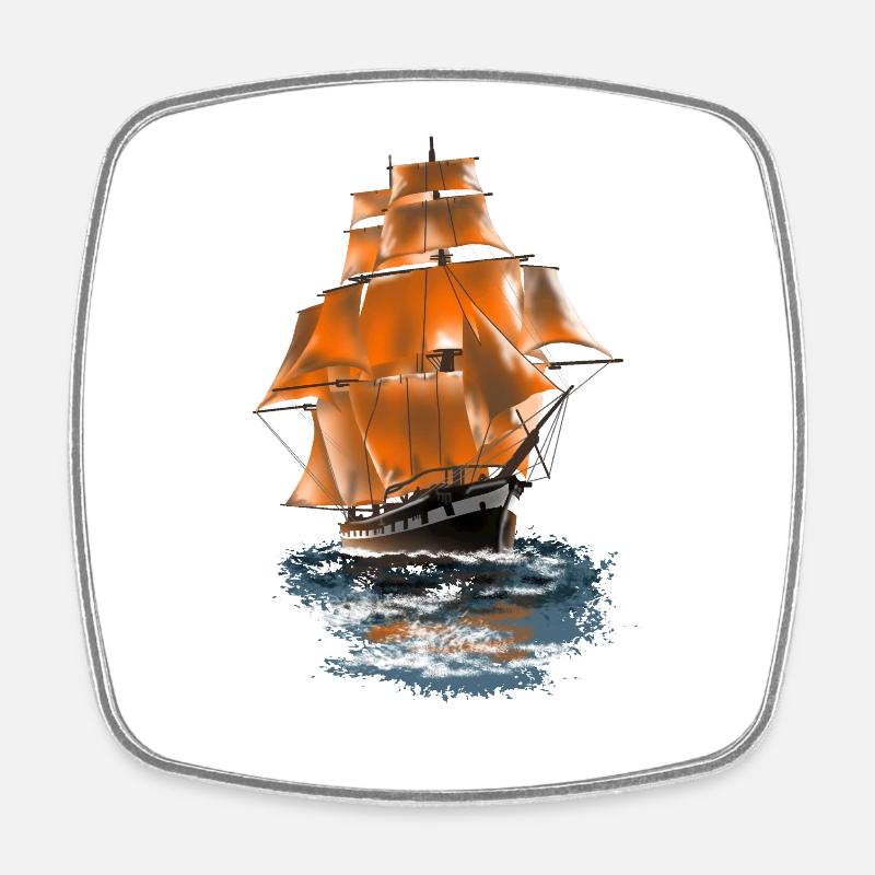 Segelschiff - Viereckiger Kühlschrankmagnet - Weiß