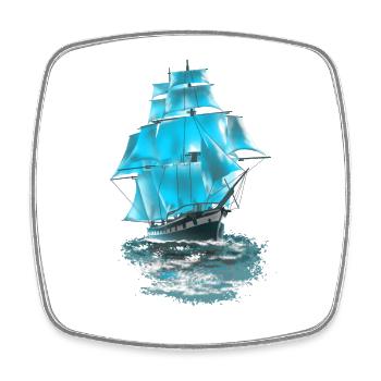 Segelschiff - Viereckiger Kühlschrankmagnet - Weiß - Vorne