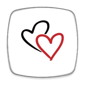 Coeur, Coeur, 2 Coeurs, Cœur double - Magnet carré - blanc - Devant