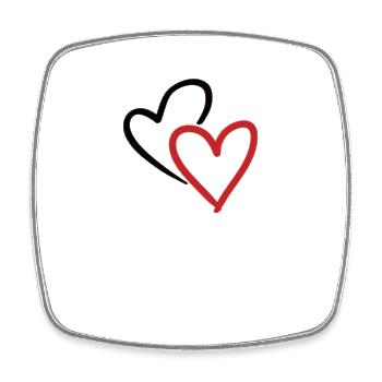Cœur double, Cœur, Coeur, 2 Coeurs - Magnet carré - blanc - Devant