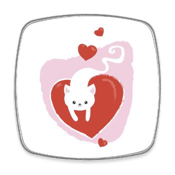 White love Cat - Viereckiger Kühlschrankmagnet - Weiß - Vorne