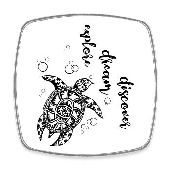 Explore Dream Discover - Turtle - Viereckiger Kühlschrankmagnet - Weiß - Vorne
