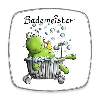 Bademeister Frosch - Viereckiger Kühlschrankmagnet - Weiß - Vorne