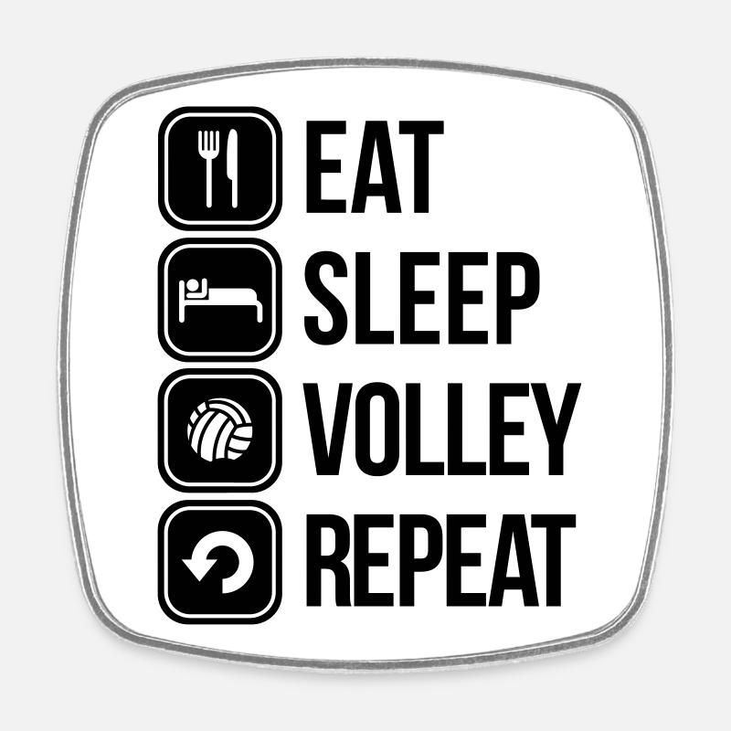 eat sleep volley repeat - Viereckiger Kühlschrankmagnet - Weiß