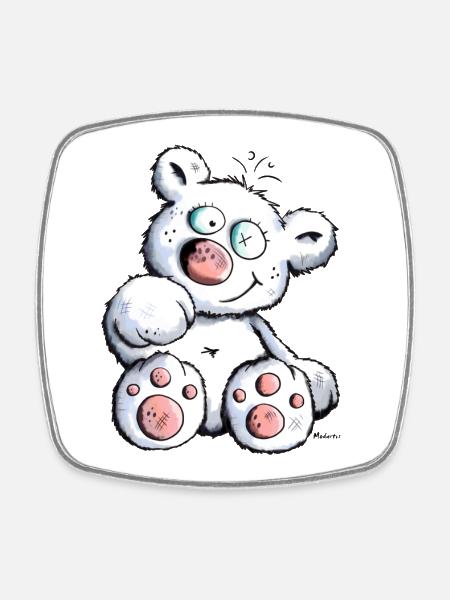 Blanc Ours En Peluche - Magnet carré - blanc