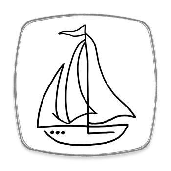 Segelboot Segelschiff - Viereckiger Kühlschrankmagnet - Weiß - Vorne