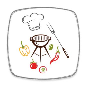 Grillmeister Grillen Grill Kochmütze - Viereckiger Kühlschrankmagnet - Weiß - Vorne