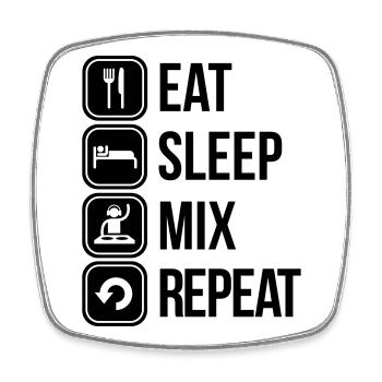 eat sleep mix repeat - Viereckiger Kühlschrankmagnet - Weiß - Vorne