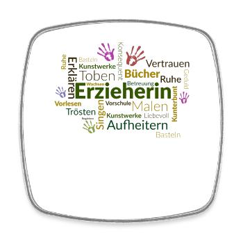 Erzieherin T-Shirt Komplimente - Viereckiger Kühlschrankmagnet - Weiß - Vorne