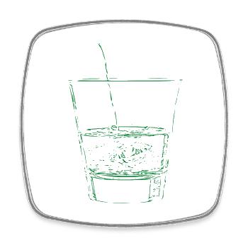Grünes Glas mit Strohhalm Sketch - Viereckiger Kühlschrankmagnet - Weiß - Vorne