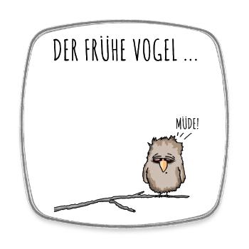 Der fruehe Vogel schwarz - Viereckiger Kühlschrankmagnet - Weiß - Vorne
