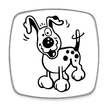 Chien heureux - Magnet carré - blanc - Devant