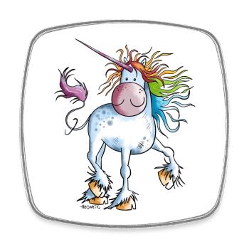 Regenbogen Einhorn - Viereckiger Kühlschrankmagnet - Weiß - Vorne