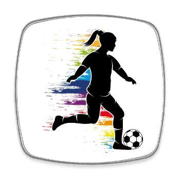 Fußballerin Silhouette mit buntem Graffiti - Viereckiger Kühlschrankmagnet - Weiß - Vorne