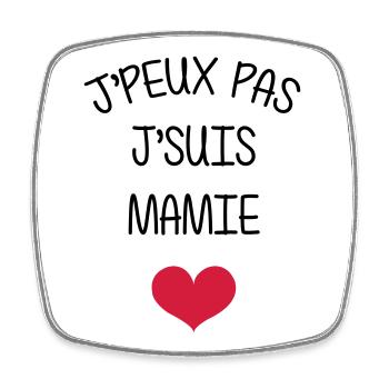 Mamie Mamy Grand Mère Naissance Bébé Amour - Magnet carré - blanc - Devant