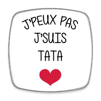 Tante / Tata / Marraine / Oncle / Nourrice / Bébé - Magnet carré - blanc - Devant