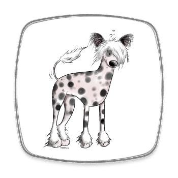 Funny Chinese Naked Dog I Comic Dog - Square fridge magnet - white - Front